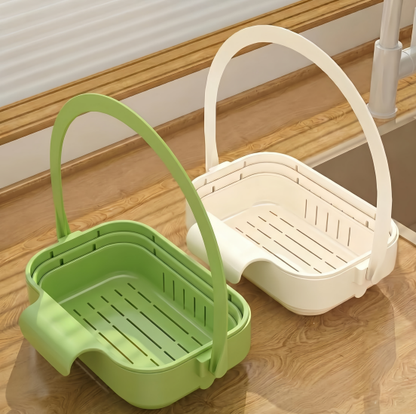 Folding hanging kitchen sink drain basket