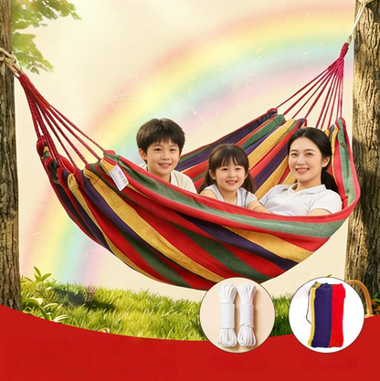 ⏳🔥LIMITED-TIME 50% OFF! 🏖️ Reinforced Multi-Person Striped Hammock – Relax Anywhere in Comfort ✨