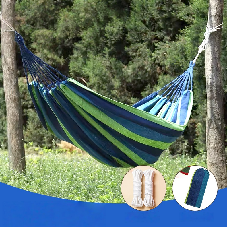⏳🔥LIMITED-TIME 50% OFF! 🏖️ Reinforced Multi-Person Striped Hammock – Relax Anywhere in Comfort ✨
