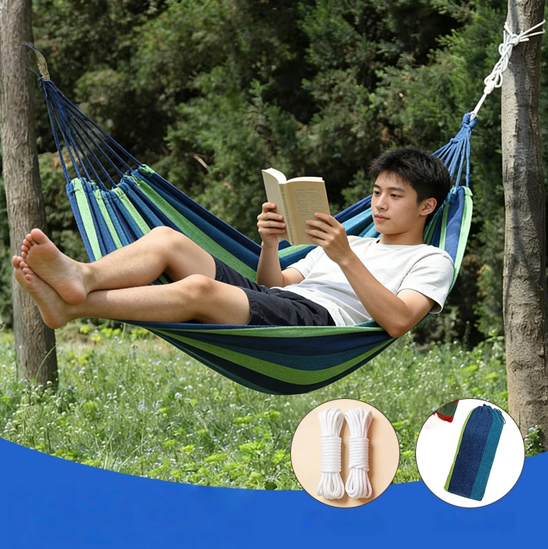 ⏳🔥LIMITED-TIME 50% OFF! 🏖️ Reinforced Multi-Person Striped Hammock – Relax Anywhere in Comfort ✨