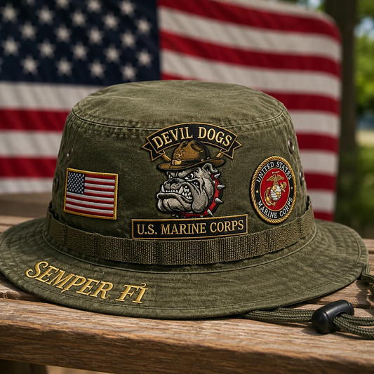 🇪🇸 Último Día de Promoción: 49% DE DESCUENTO - 🐾 Sombrero Boonie Tributo "Devil Dogs" del Cuerpo de Marines de EE. UU.