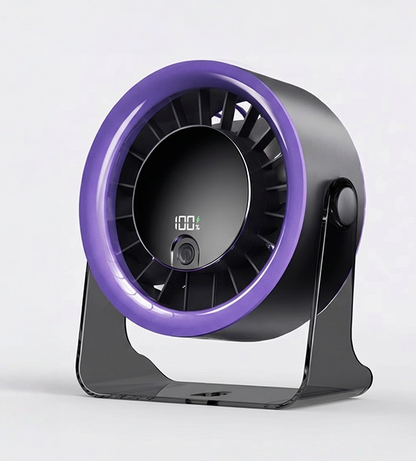 💥[Heatwave Essential] Desk Fan with LED Display USB Powered Portable 100 Speeds 120' Tilt Quiet Long Battery Life Oscillating Table Fan for Bedroom Office Home Camping