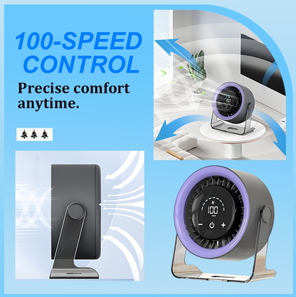 💥[Esencial para la ola de calor] Ventilador de escritorio con pantalla LED, alimentado por USB, portátil, 100 velocidades, inclinación de 120', silencioso, batería de larga duración, ventilador de mesa oscilante para dormitorio, oficina, hogar, camping
