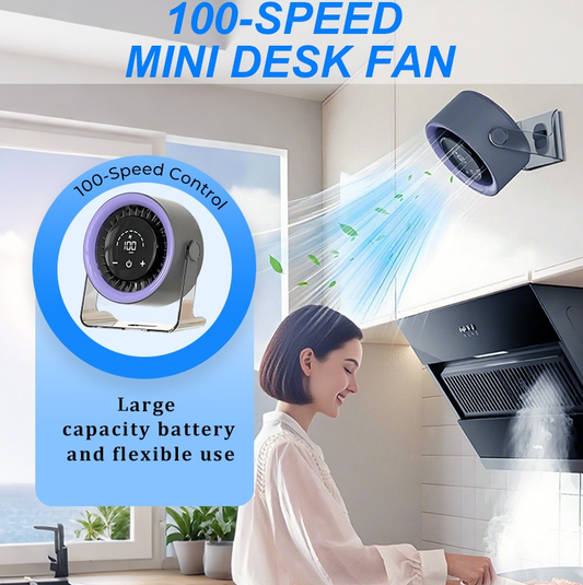 💥[Esencial para la ola de calor] Ventilador de escritorio con pantalla LED, alimentado por USB, portátil, 100 velocidades, inclinación de 120', silencioso, batería de larga duración, ventilador de mesa oscilante para dormitorio, oficina, hogar, camping