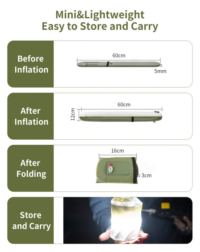 🌿Rechargeable LED Inflatable Camping Tube Light"💡🏕️ Inflatable Light – Glows brighter than a bear’s midnight snack! 🐻🎇 No more 'lost in tent darkness' chaos!"