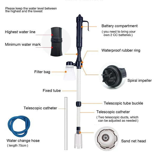 🐠 Electric Aquarium Gravel Cleaner – Battery-Powered Fish Tank Vacuum For Easier Cleaning 💧
