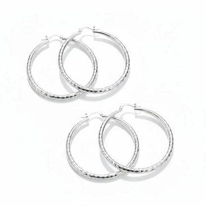 🎉BUY 1 GET 1 FREE🎁Diamond-Cut Hoop Earrings for Women – Elegant, Sparkling 💎