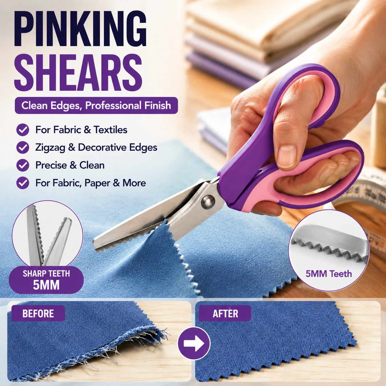 ⏳🔥LIMITED-TIME 50% OFF! ⏰Multipurpose Pinking Shears Serrated Scissors