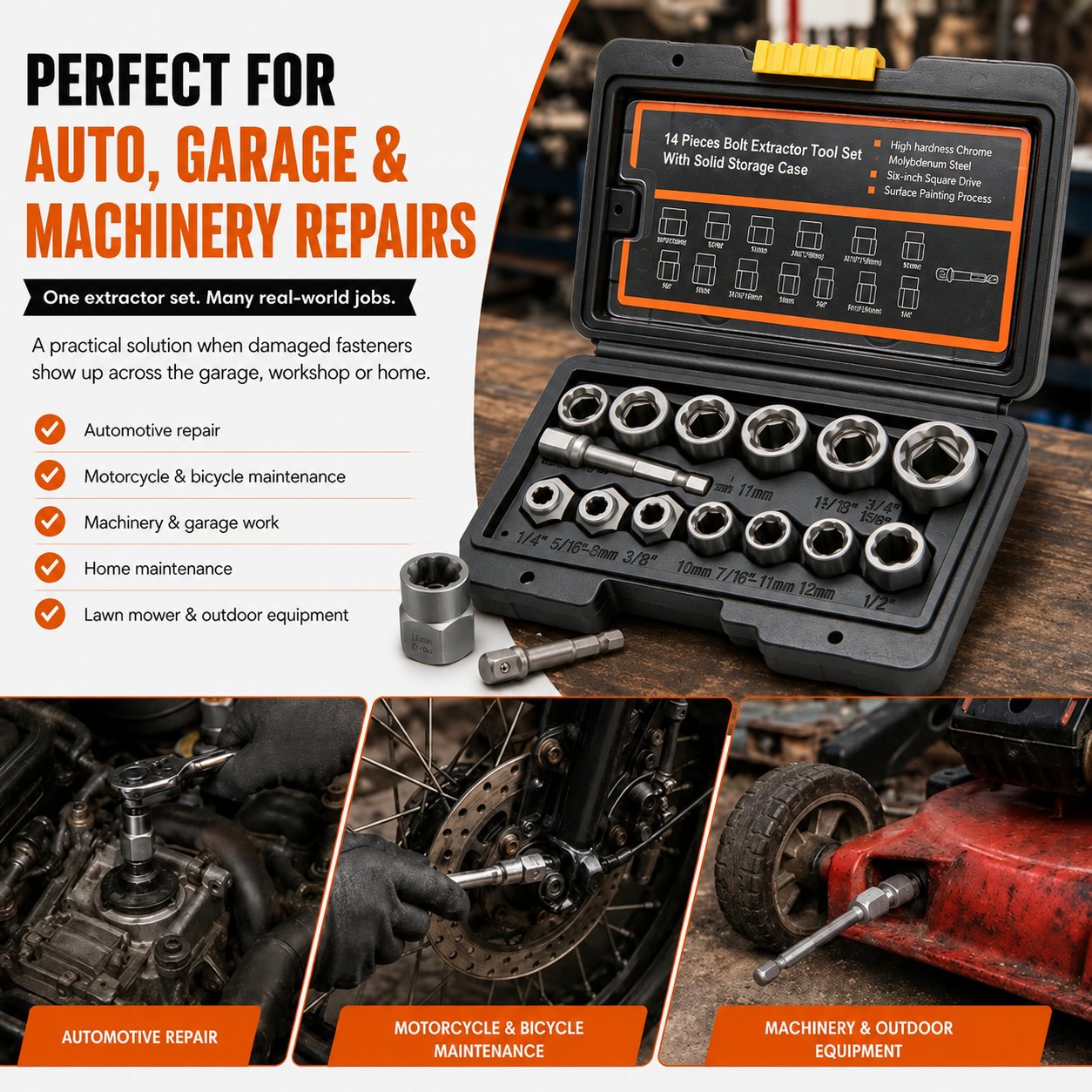 🧰13+1 PCS Bolt & Nut Extractor Set🔩