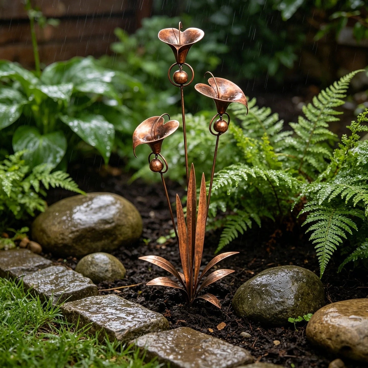 🏡Three Calla Lilies Garden Stake with Bells