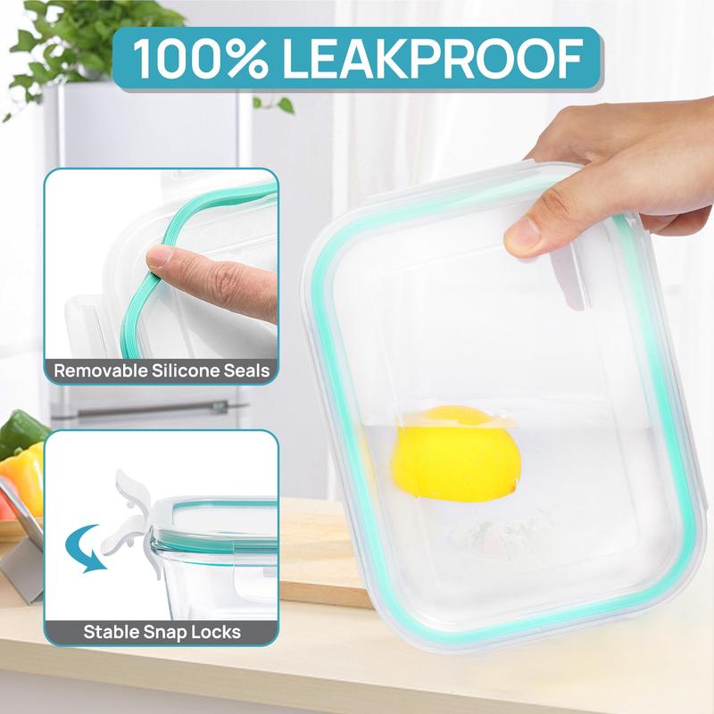 🔥18 Pack Glass Food Storage Containers with Lids🚨-Glass jars that are microwave, oven, and freezer safe!
