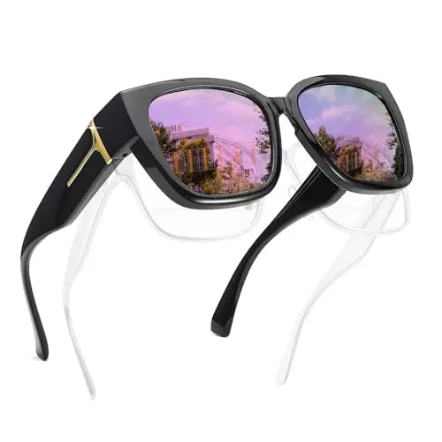Gafas de sol polarizadas de espejo que se ajustan sobre las gafas para hombres y mujeres para conducir