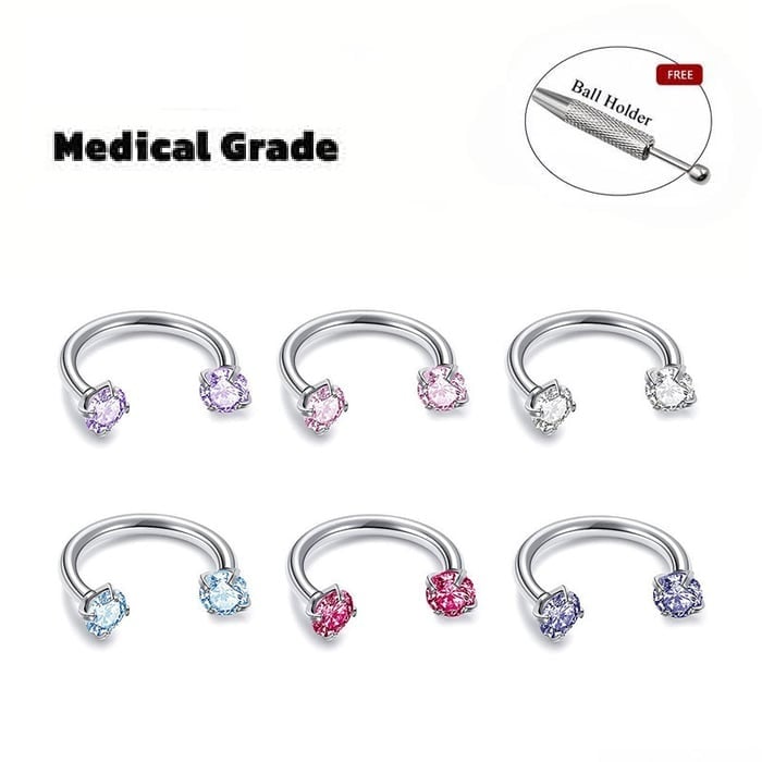 6pcs 16G 1.2mm Hypoallergenic Nose Hoop Set – Safe Material, with Ball Holder