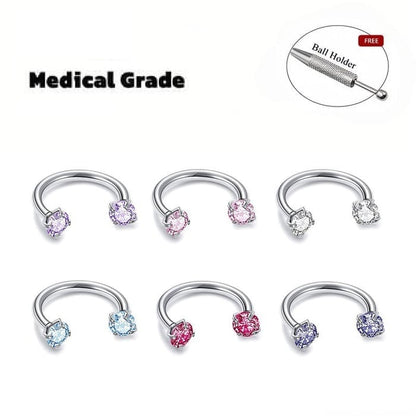 6pcs 16G 1.2mm Hypoallergenic Nose Hoop Set – Safe Material, with Ball Holder