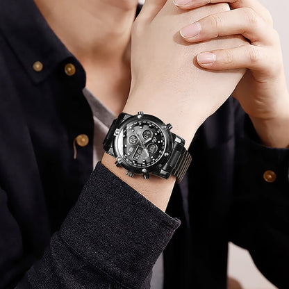 Reloj Militar Impermeable para Hombre – Analógico-Digital, Acero Inoxidable y Resistente a los Golpes 🛡️