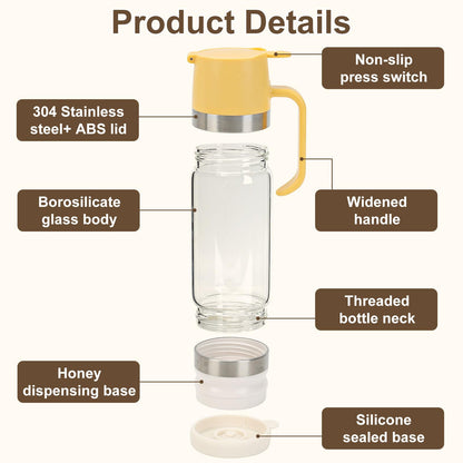 💥SALE 50% OFF🍯✨9oz No-Drip Glass Honey & Syrup Dispenser