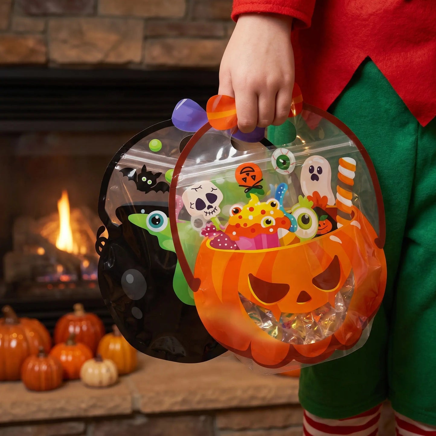 Halloween Goodie Bags Plastic Candy Gift Bags with Handle
