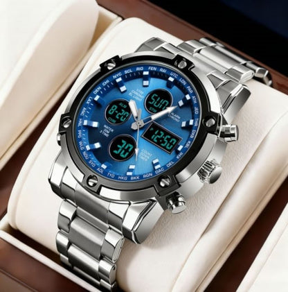 Reloj Militar Impermeable para Hombre – Analógico-Digital, Acero Inoxidable y Resistente a los Golpes 🛡️