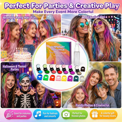 🔥50% OFF - 🌈12-Color Temporary Hair Chalk Applicator Set