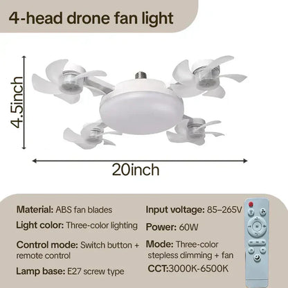 💡 E27 Socket Ceiling Fan Light – 2-in-1 LED Fan Bulb with Remote Control for Bedroom, Kitchen & Home Cooling