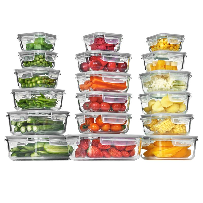 🔥18 Pack Glass Food Storage Containers with Lids🚨-Glass jars that are microwave, oven, and freezer safe!