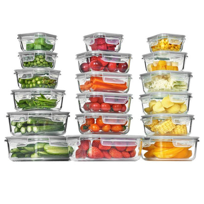 🔥18 Pack Glass Food Storage Containers with Lids🚨-Glass jars that are microwave, oven, and freezer safe!