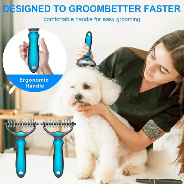 Professional Double-Sided Pet Grooming Rake