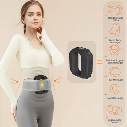2026 Upgraded Cordless Fascia Ring Massager | Deep Tissue Muscle Recovery for Waist & Back | Adjustable Strap Fits Up to 55" Waist | Rechargeable & Portable
