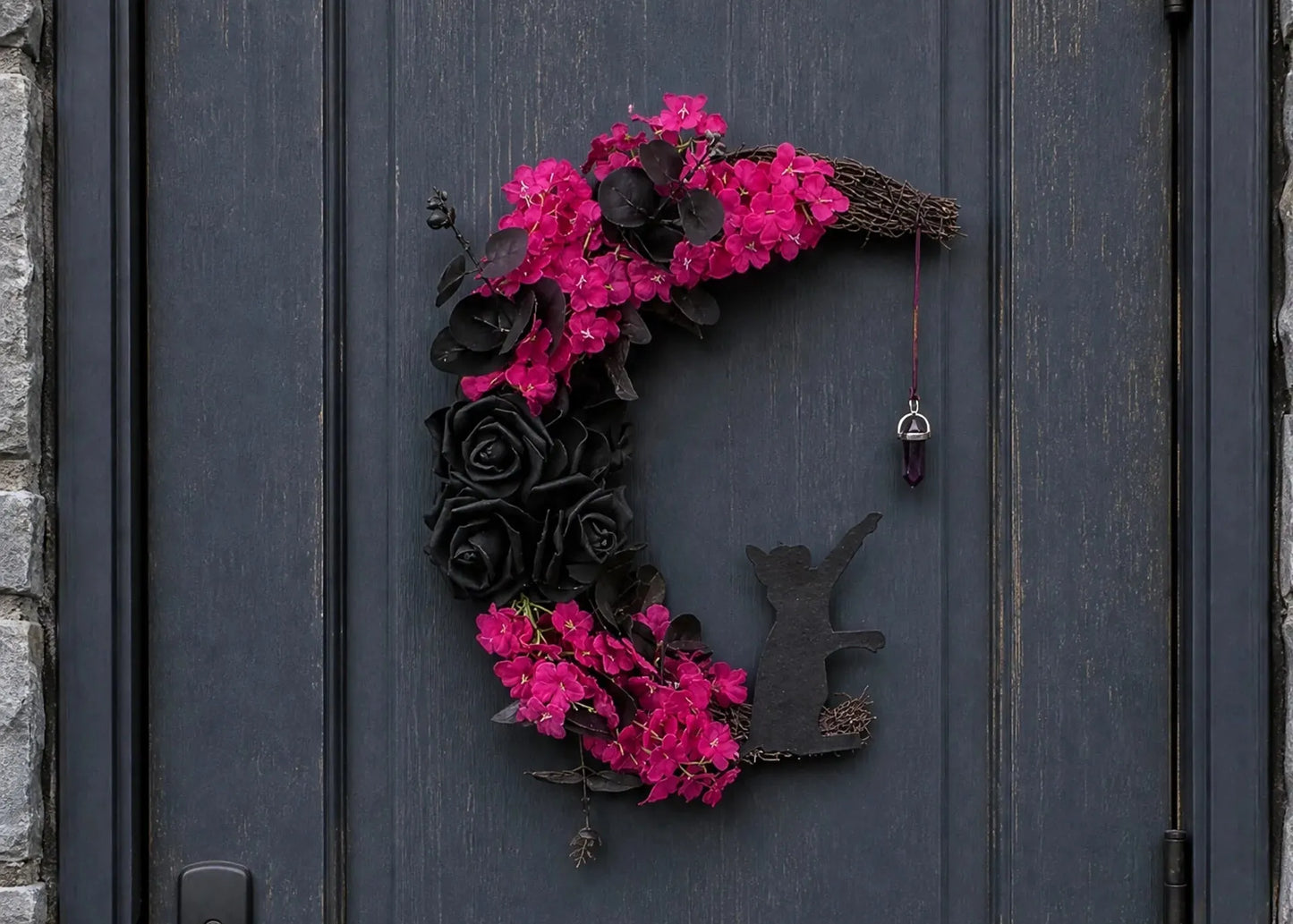 🔥Last Day 49% OFF - 🐈‍⬛🌙Handmade Halloween Cat Wreath
