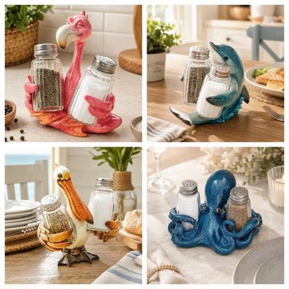 🔥HOT SALE🔥Coastal Animal Salt & Pepper Shaker Holder Set
