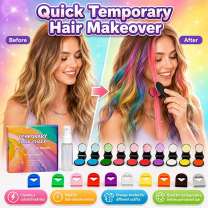 🔥50% OFF - 🌈12-Color Temporary Hair Chalk Applicator Set