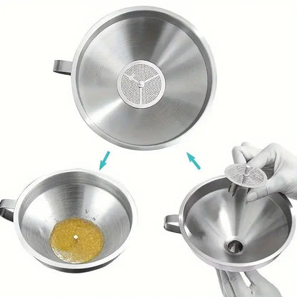 304 Stainless Steel Multi Size Kitchen Funnel Set with Filter