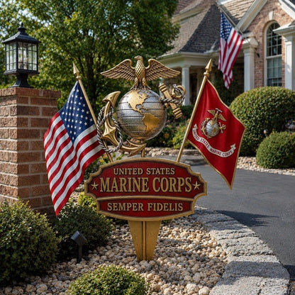 🎖️-US Marine Corps Semper Fidelis Tribute Garden Stake - ✈️