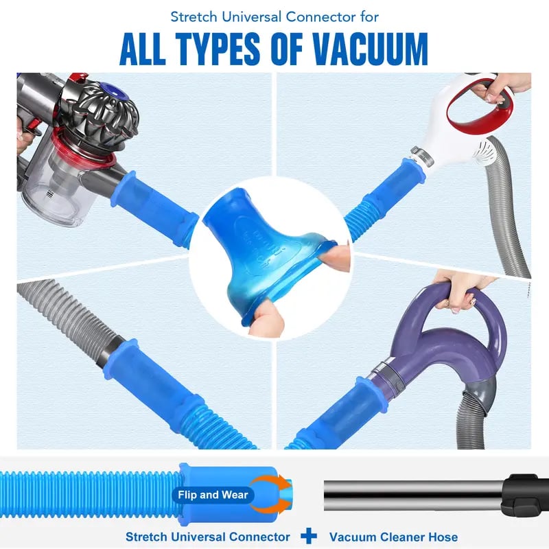 Dryer Vent Cleaner kit Dryer Lint Vacuum Attachment with Stretch Universal Connector, Dryer Vent Cleaning Tool Vacuum Hose Lint Remover, Blue
