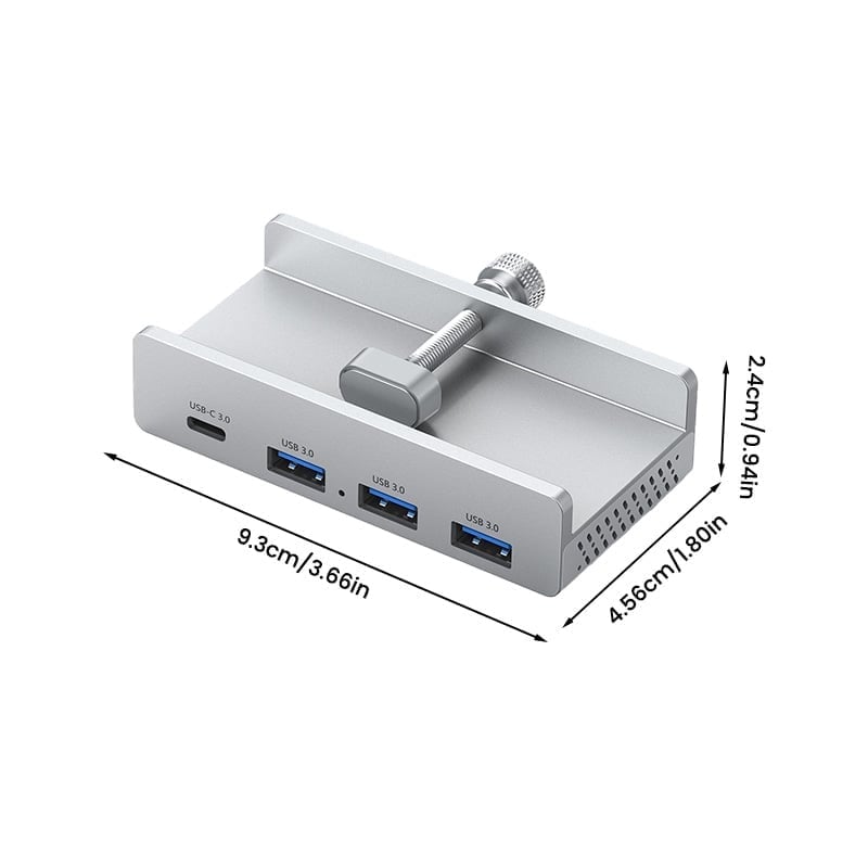 Aluminum Clip-on USB 3.2 Desktop Hub