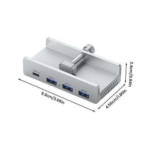 Aluminum Clip-on USB 3.2 Desktop Hub