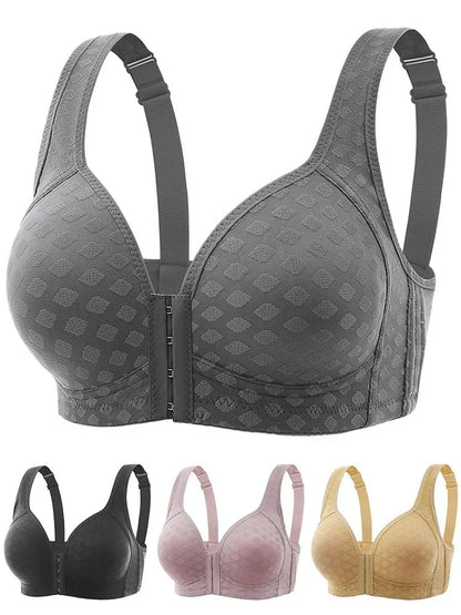 Front-fastening anti-sagging and push-up bra