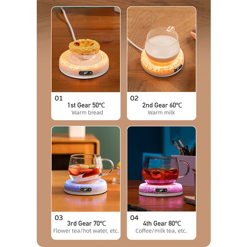 💥Lava Coaster Warmer Adjustable Temperature With Light🔥☕