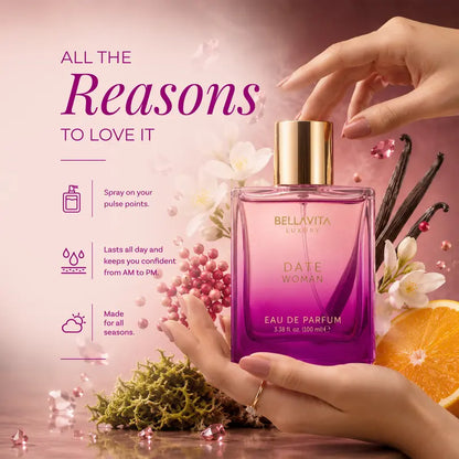 Bellavita Luxury DATE Woman Eau De Parfum 100ML | Romantic Women Perfume | Long Lasting Floral Fruity Fragrance