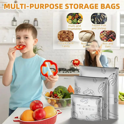 Reusable thickened upright aluminum foil sealing storage bags with labels