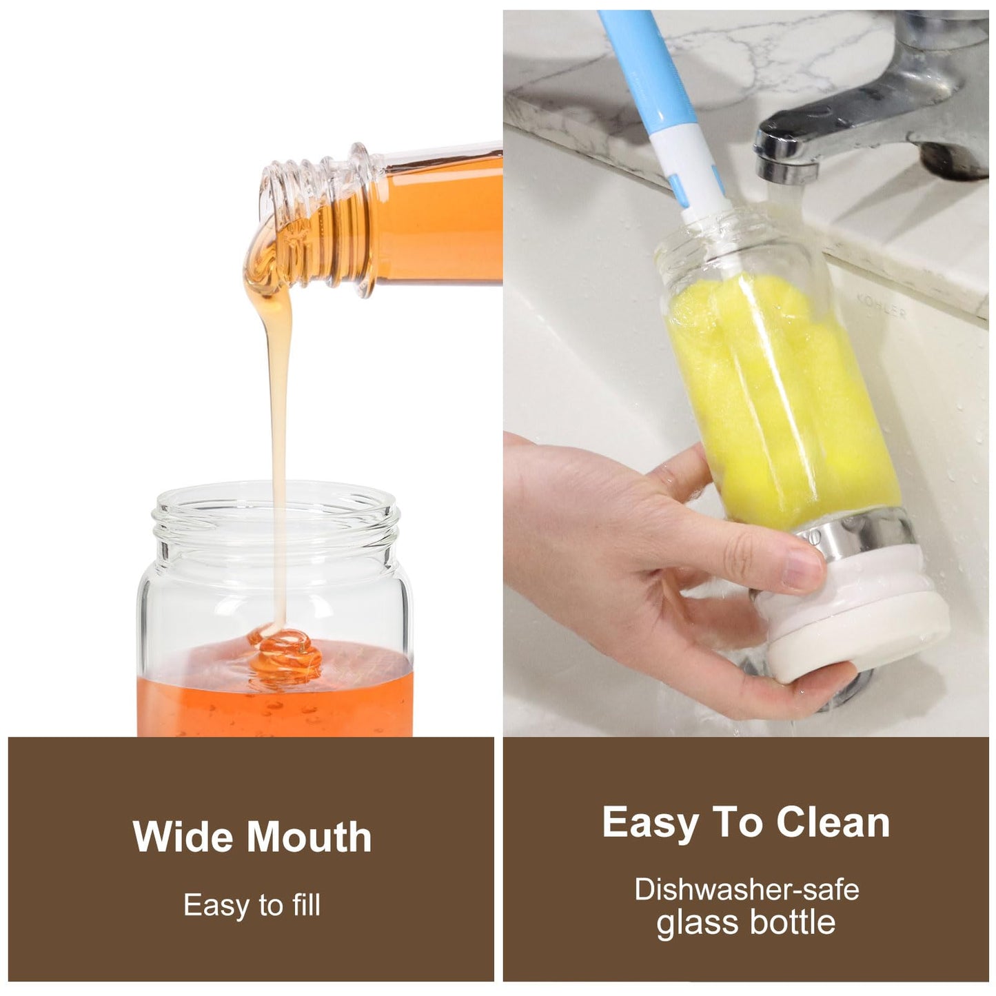 💥SALE 50% OFF🍯✨9oz No-Drip Glass Honey & Syrup Dispenser