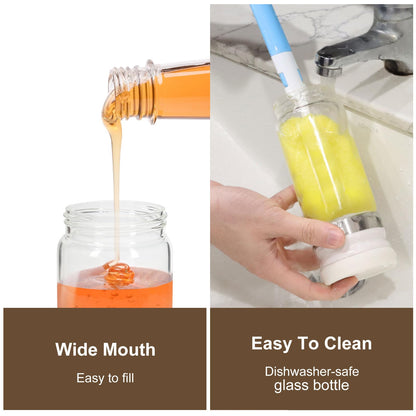 💥SALE 50% OFF🍯✨9oz No-Drip Glass Honey & Syrup Dispenser