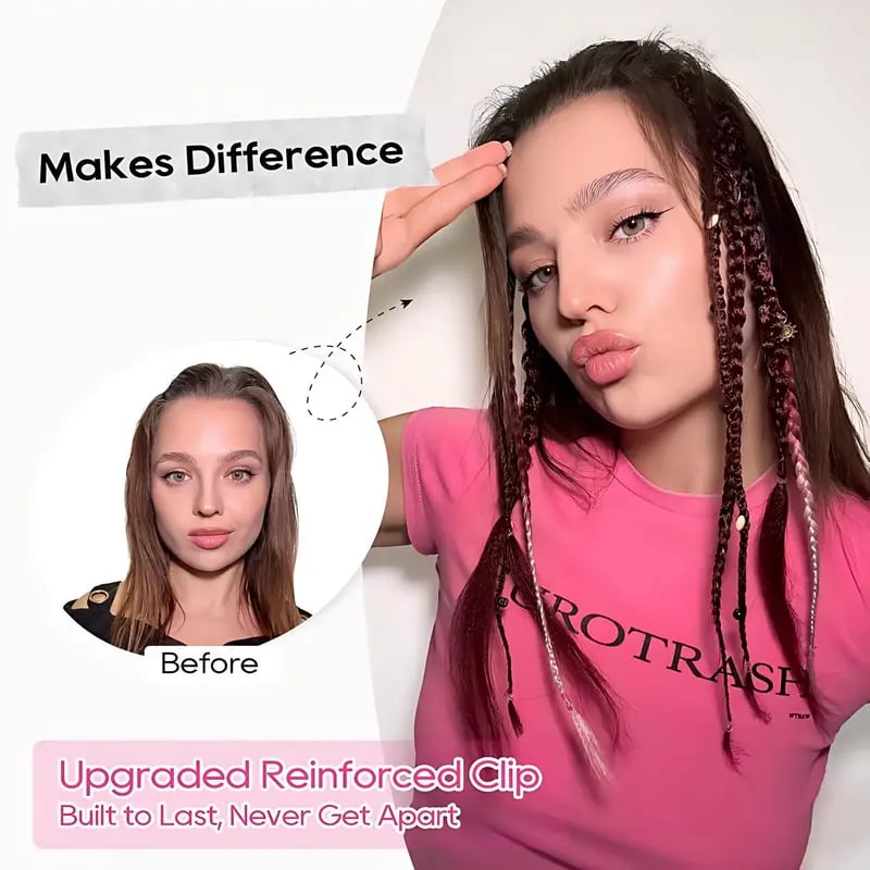 Boho Dreadlock Clip in Hair Extensions with Beads and Charms