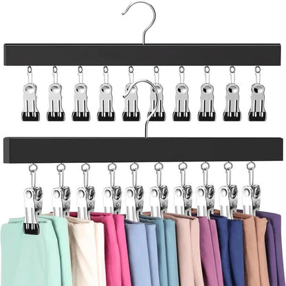 ✔️Wooden Hat Organizer with 12 Stainless Steel Clips Holds