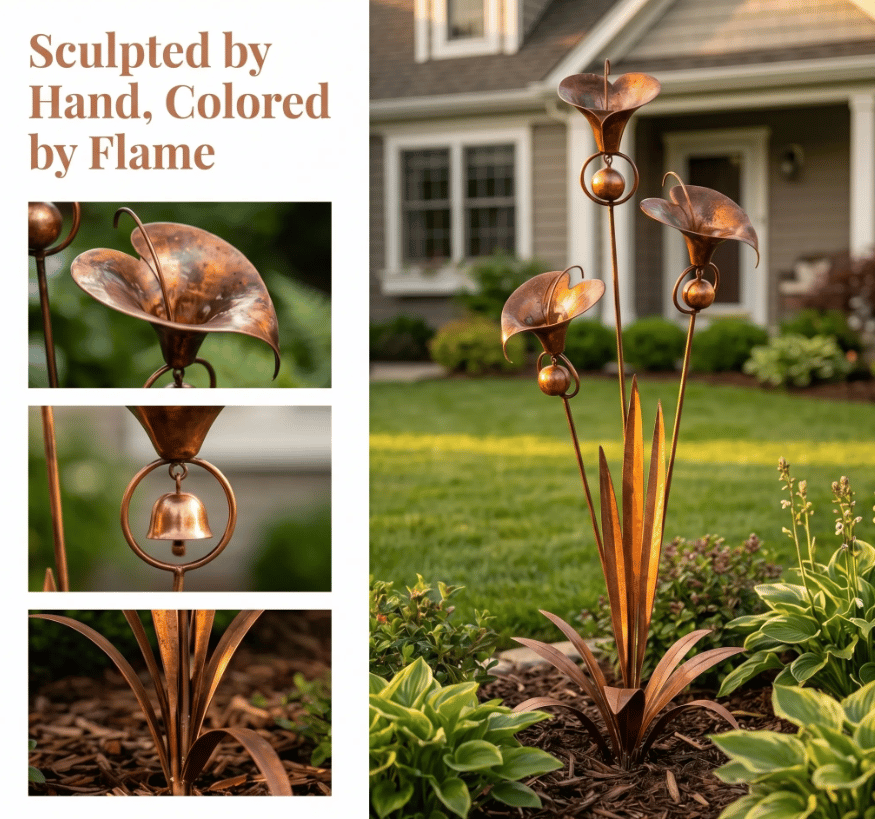 🏡Three Calla Lilies Garden Stake with Bells