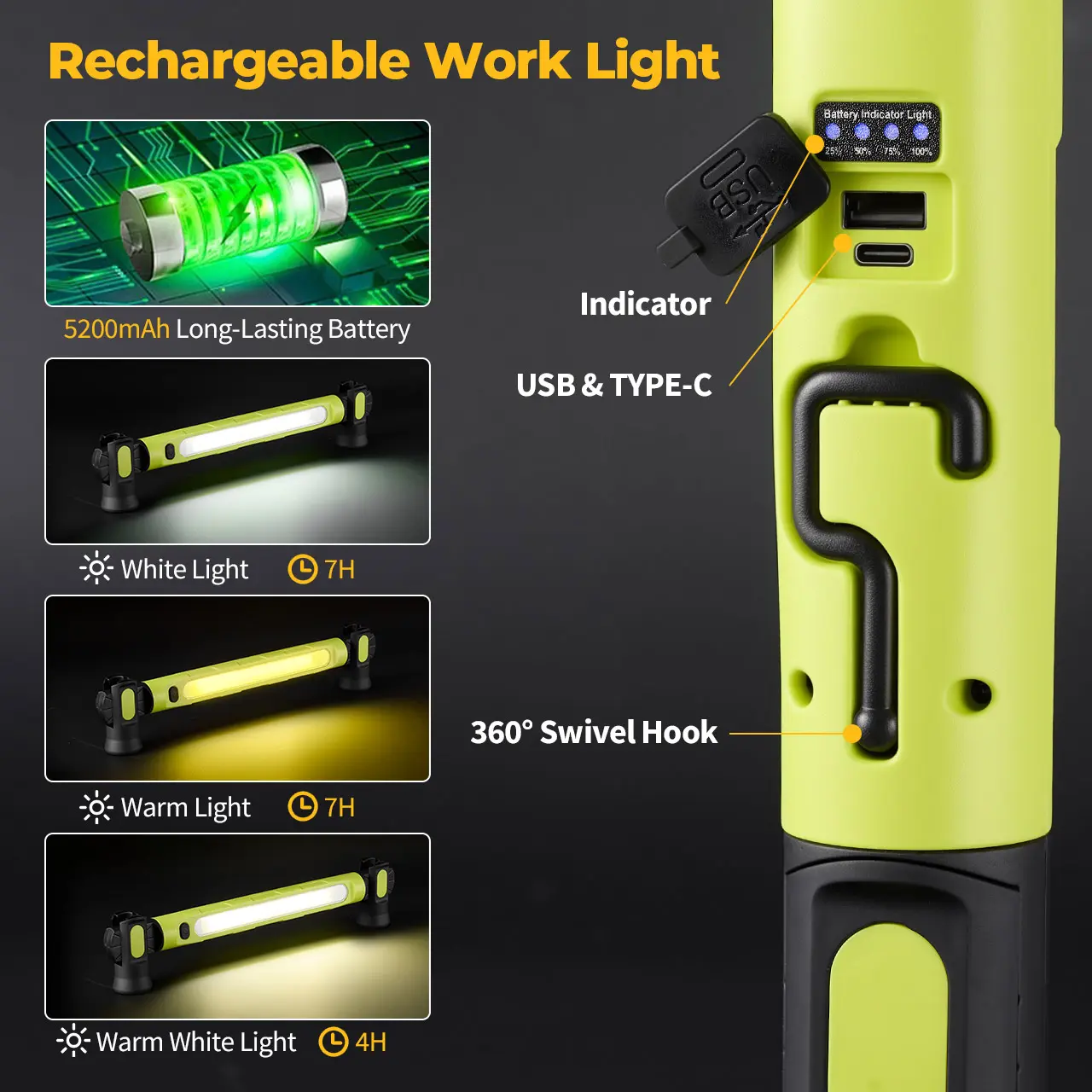 🔥Hot Sale🔥3000LM Rechargeable LED Magnetic Light Bar with Hooks✈️Free Shipping