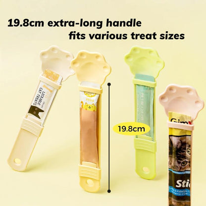 🎉 Cute Paw Shaped Cat Treat Squeeze Spoon | No Waste Pet Snack Feeder 🎉