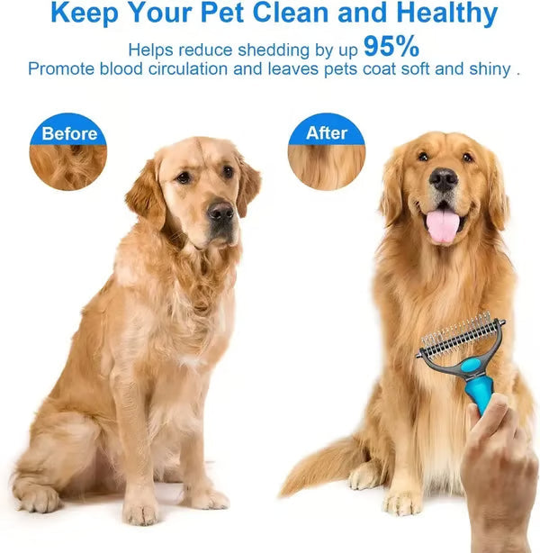 Professional Double-Sided Pet Grooming Rake