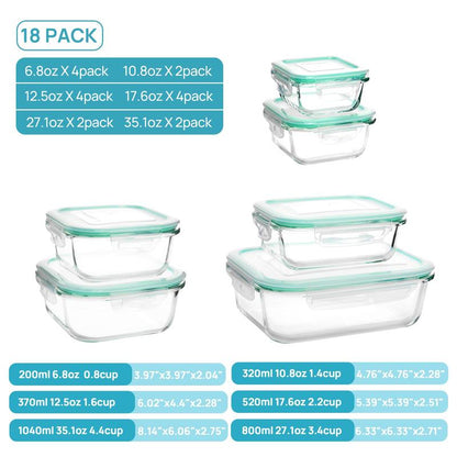🔥18 Pack Glass Food Storage Containers with Lids🚨-Glass jars that are microwave, oven, and freezer safe!
