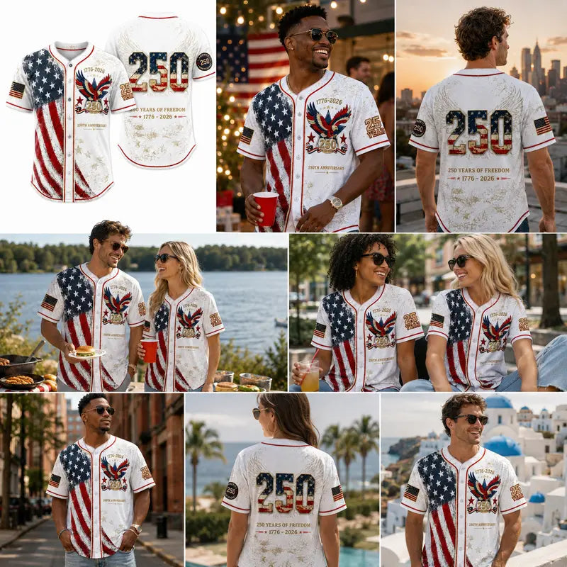 Vintage 250th Anniversary Button Down Shirt with for 4th of July Outfits 1776-2026